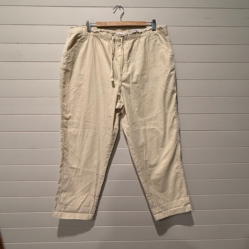 Sonoma Mid Rise Capri Womens XXL Tan Beige Cotton Stretch Pull On Pants NWT